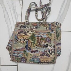 Vintage route 66 tapestry bag